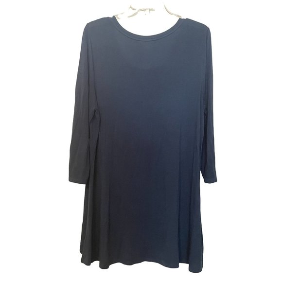 Logo Lori Goldstein High Low Hem Scoop Neck Top Tunic Size Large Rayon Spandex - Picture 2 of 7